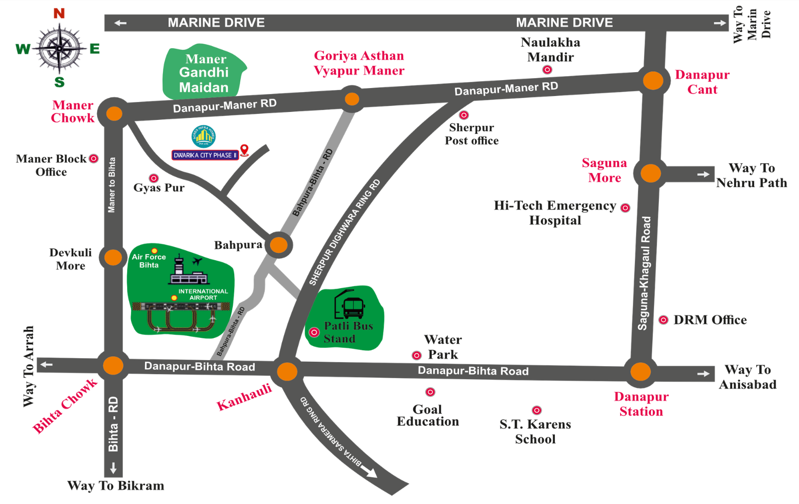 Dwarika City Bihta Location Map